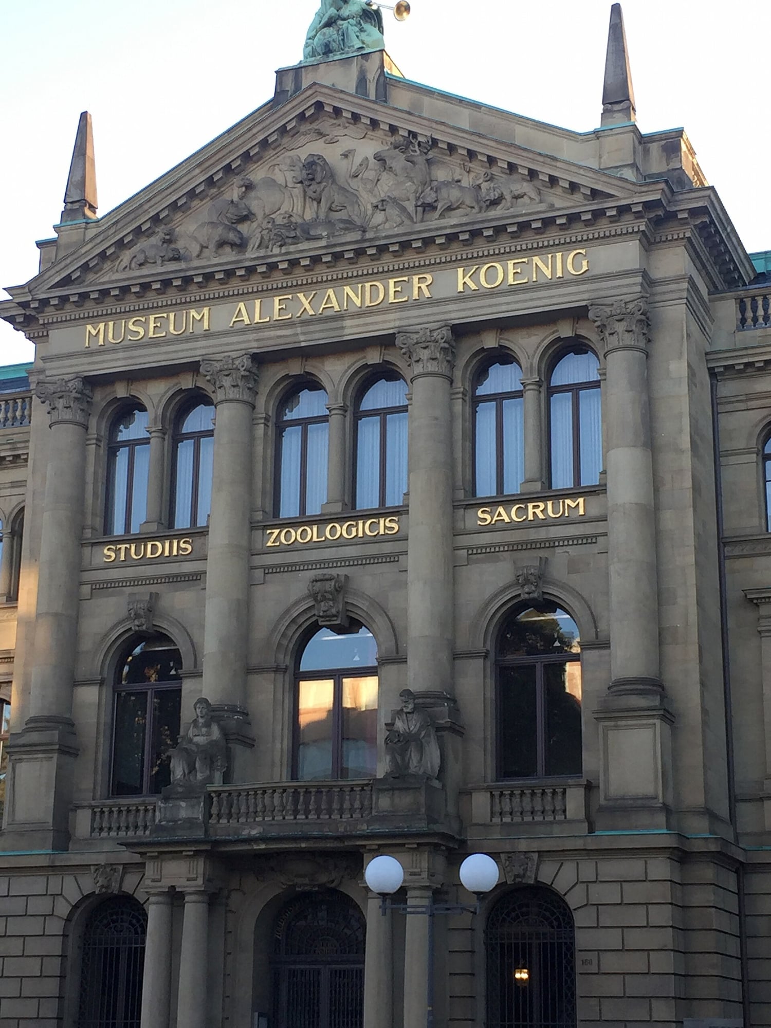 The ornate stone front of the Museum Alexander Koenig in Bonn, with its name carved above the entrance