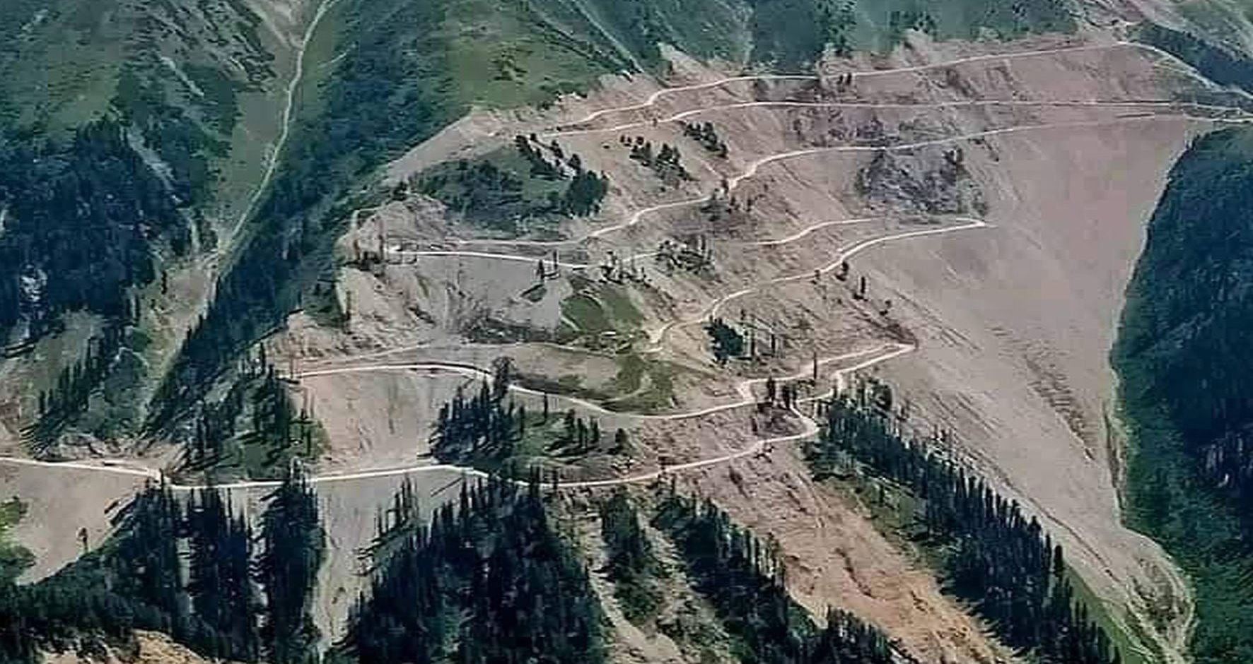 Hillsides cleared during construction of the Mughal Road in Poonch District.